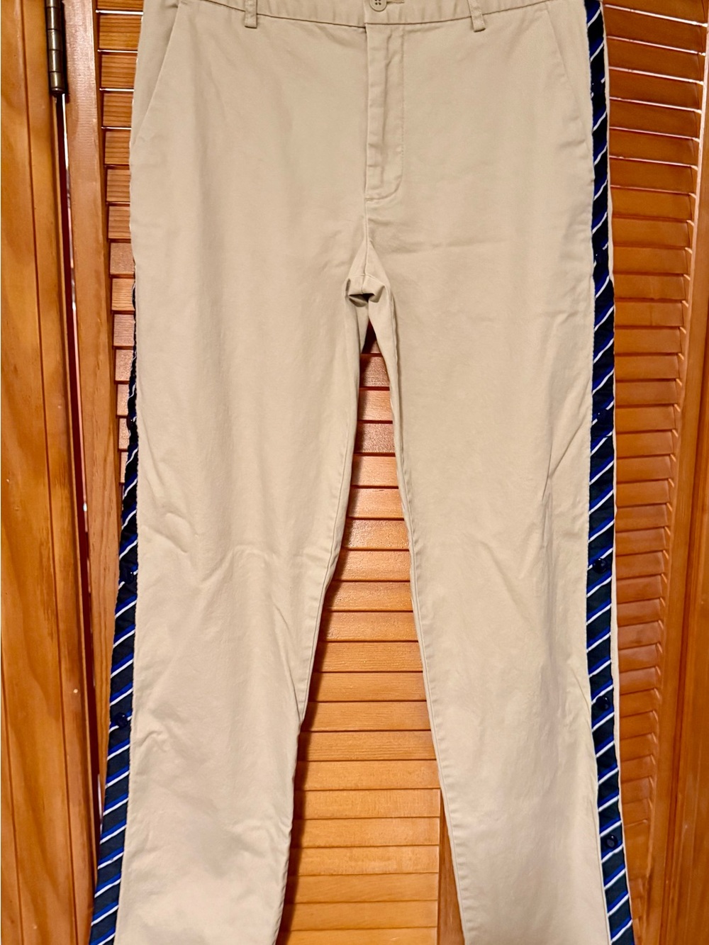 Polo by Ralph Lauren Beige Chinos with Navy & Blue Side Stripe